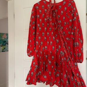 RHODE XS dress. Burnt orange w/ navy & white